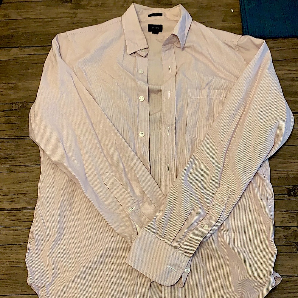 Men’s J. Crew Button-Down Dress Shirt, Red Stripes